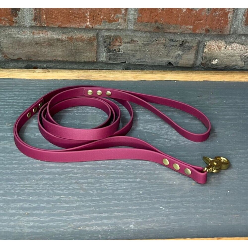 7’ Biothane Standard Dog Leash w/Traffic Handle 5/8" wide Brass Trigger Snap USA